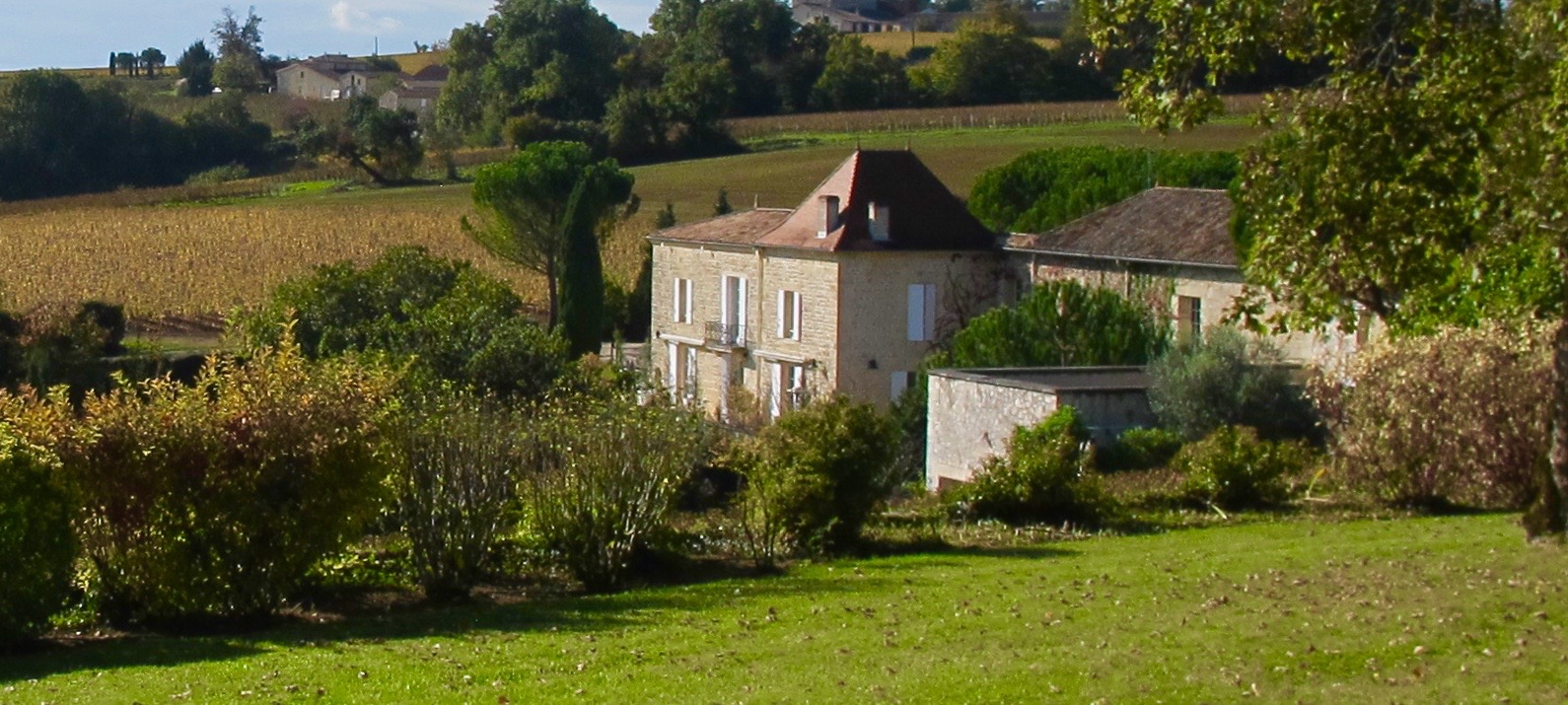 Château Barde-Haut - where Hélène, Patrice and their son Louis make their home - is located near iconic Saint-Émilion Chateaux Troplong Mondot and La Mondotte.